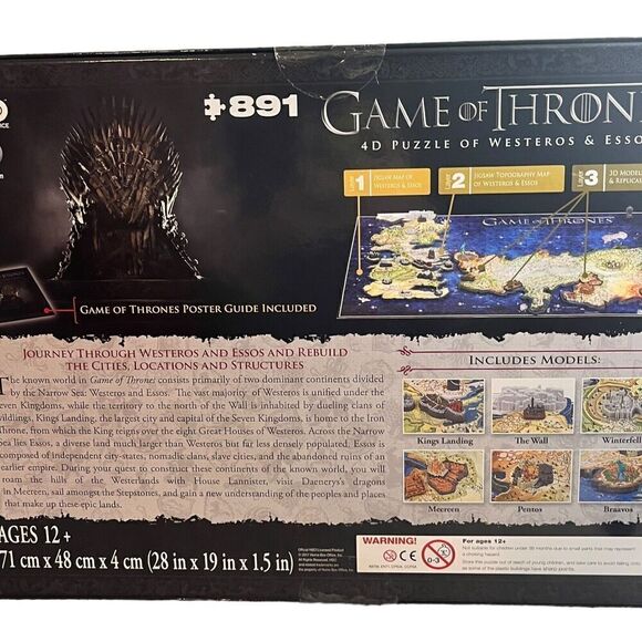 GAME OF THRONES Westeros & Essos Map 4D Puzzle w/ Mini Winterfell & City Models - Picture 3 of 6